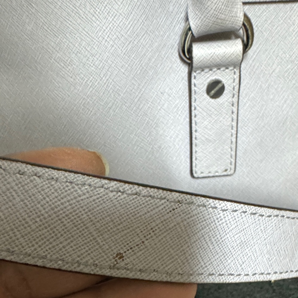 Michael Kors Lavender Saffiano Satchel with Silver MK Padlock - Picture 10 of 16